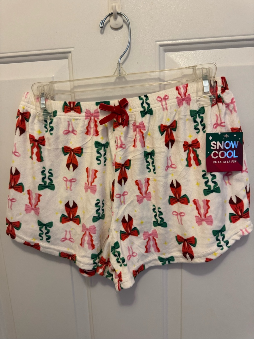 Kids White Holiday Bow Print Pajama Shorts